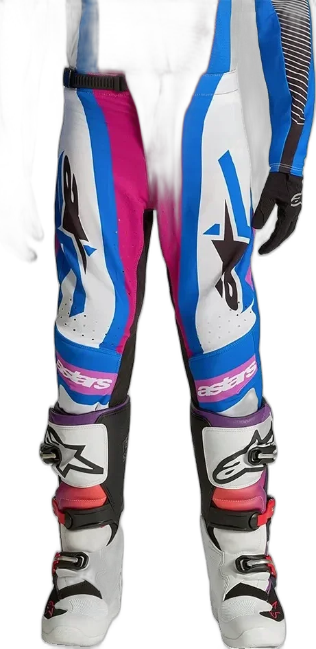 Alpinestars Supertech Maven Off-road Pants, White / Blithe Blue / Green Fluo