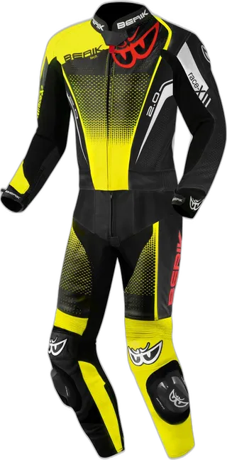 Berik XR-Ace Evo Perforated Black Red Yellow Two Piece Motorcycle Suit