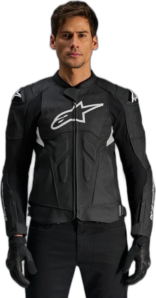 Alpinestars Dusk Airflow Leather Jacket, Black/White