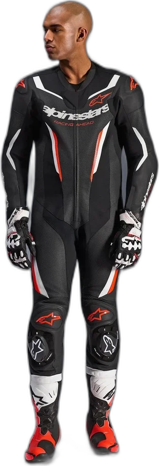 Alpinestars GP Force V2 Leather Suit - 1Piece, Black/White/Red Fluo