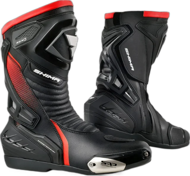 SHIMA RSX-6 Black Red Motorcycle Boots, black/red