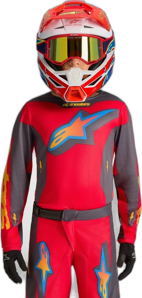 Alpinestars Youth Fluid Hunt Jersey, fire red graystone hot coral