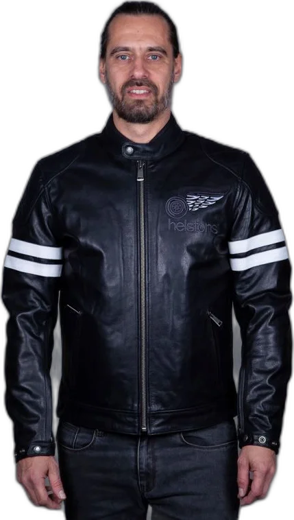 Helstons Jake Speed Leather Buffalo Black White Jacket