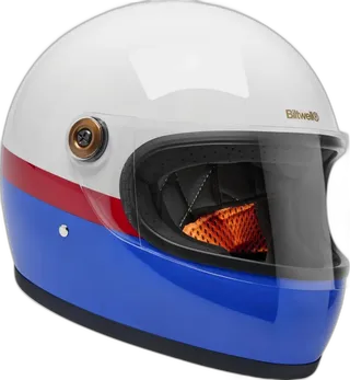 Biltwell Gringo S Helmet - Apex Gloss White / Red / Blue