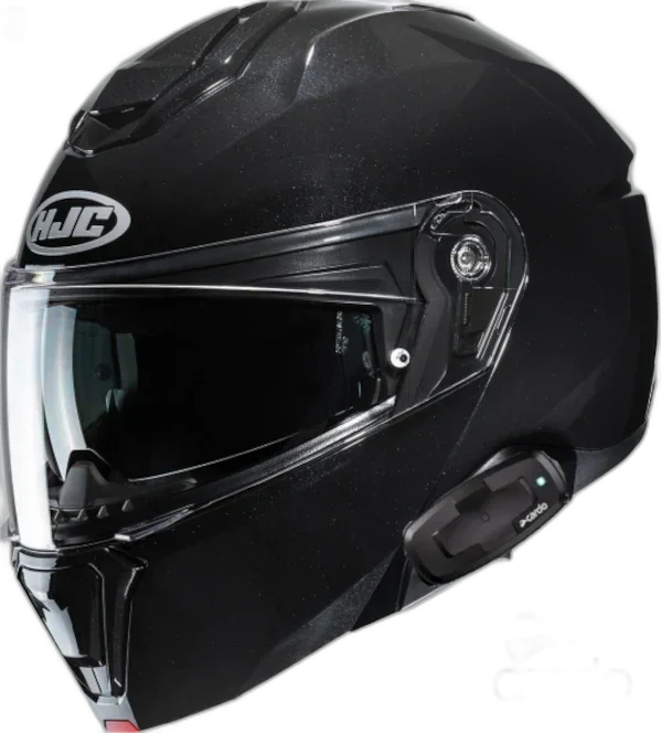 HJC i91 Modular Bluetooth Helmet Gloss Black Cardo Pack Talk S