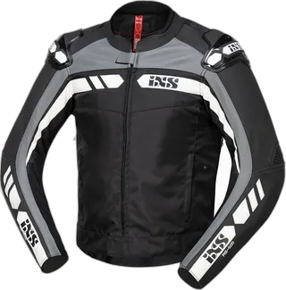 IXS RS-500 1.0 Black Grey White Leather Textile Motorcycle Jacket