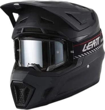 Leatt Moto 7.5 Stealth Black Helmet with 4.5 Goggle Kit, Stealth Black