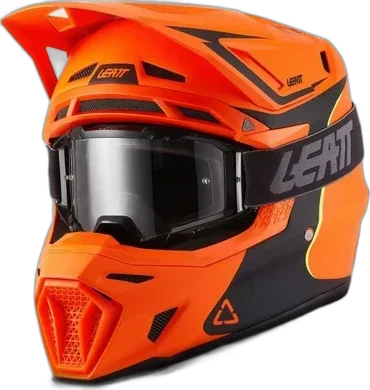 Leatt Moto 8.5 Composite Fire Orange Helmet with 5.5 Goggle Kit, Fire Orange