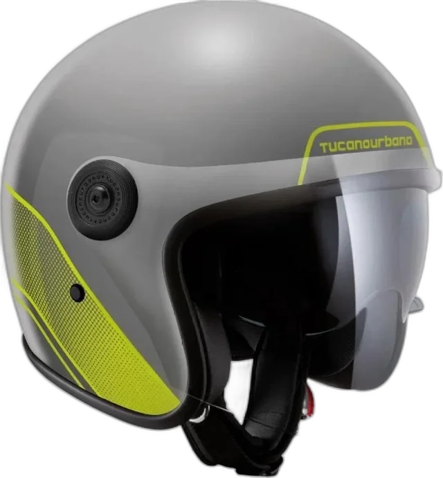 Tucano Urbano El Jet Helmet Gloss Grey Yellow Fluo Graphic