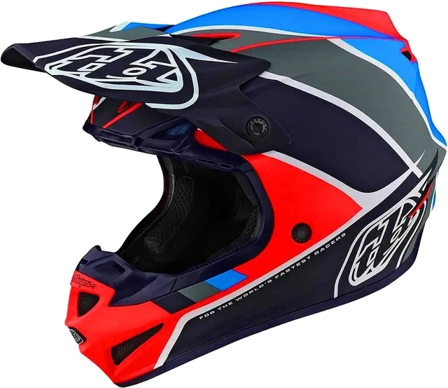 Troy Lee Designs SE4 Polyacrylite Beta Orange Navy Helmet, White / Grey