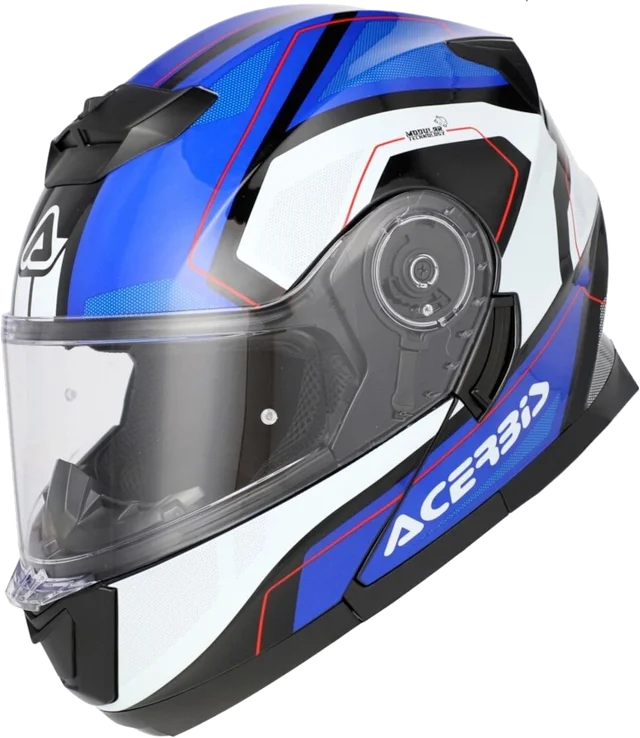 Acerbis Serel Graphic Grey Matt Red Flip Up Helmet, blue/white