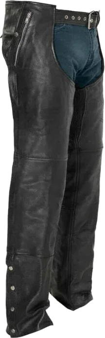 First Manufacturing Unisex Wind Walker Motorcycle Leather Chaps, Black