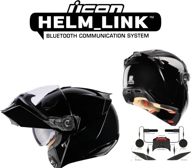 Icon Threshold Bluetooth Helmet Gloss Black Helmlink