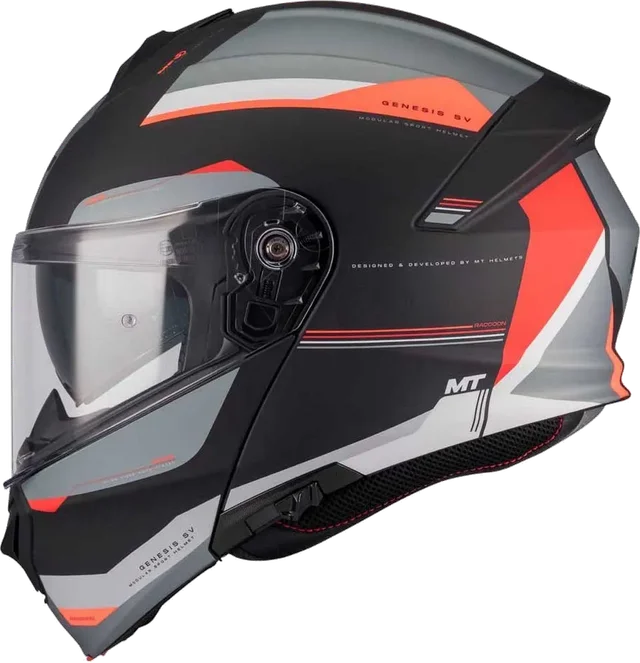 MT Helmets Genesis SV Raccoon Modular Helmet, Gloss Black / Grey