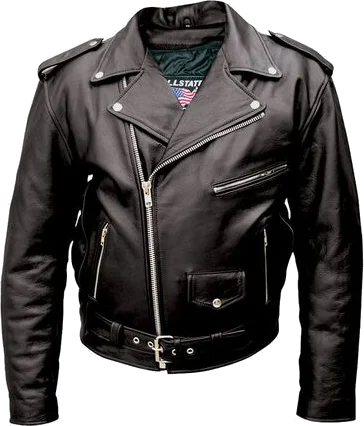 Allstate Leather Inc. Buffalo Leather Motorcycle Jacket, Black
