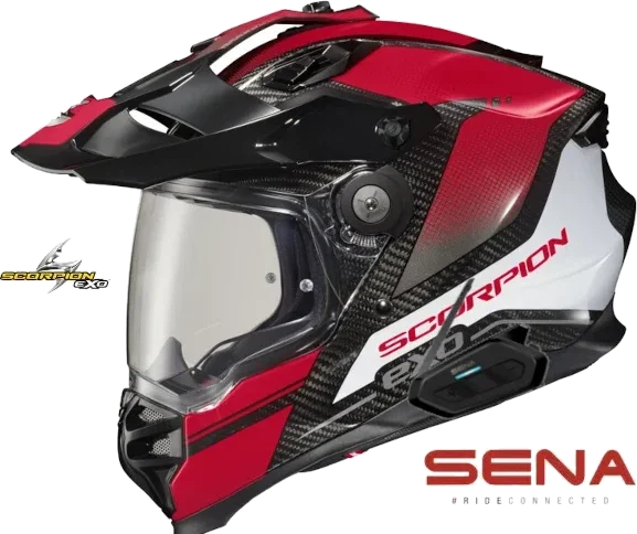 Scorpion XT9000 Bluetooth Helmet Carbon Trailhead Dark Red Spider