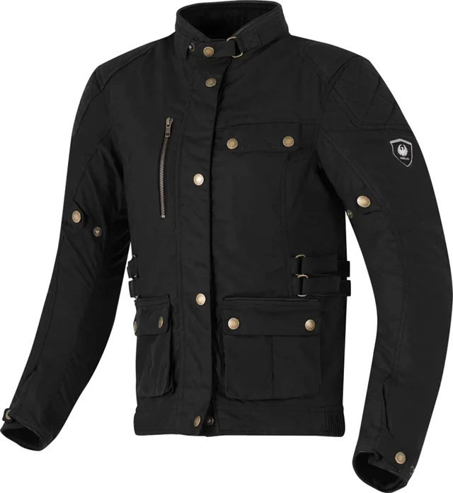 Merlin Harriet Ladies Black Waxed Motorcycle Jacket, Black