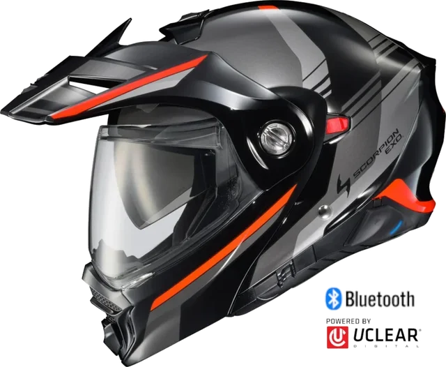 Scorpion EXO-AT960 Dual Sport Bluetooth Helmet Monk Black Red