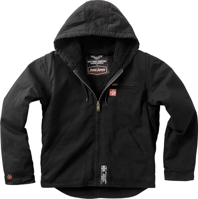 West coast choppers Sherpa Lined Canvas Work Jacket, Black