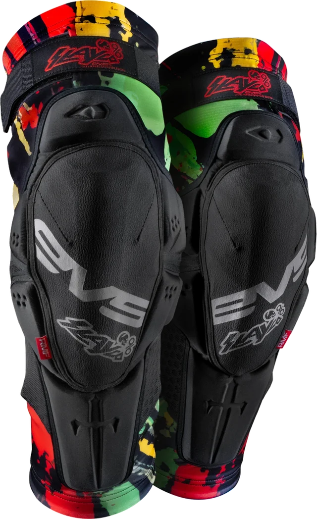 EVS Slayco96 Explosion Knee Guards, Black/Red/Green