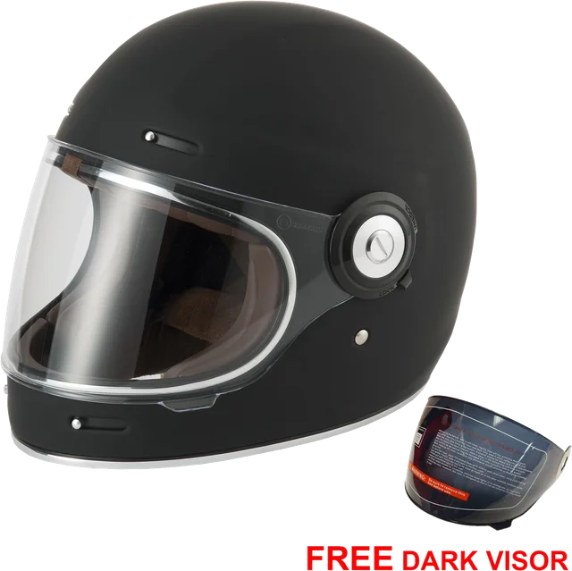Vcan V135 Retro - Matt Black - Free Dark Visor, matt black