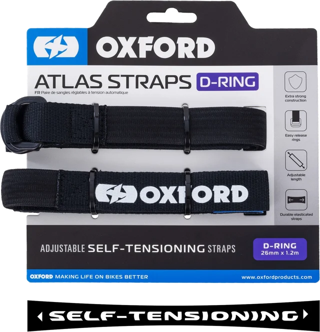 Oxford Atlas D-Ring 26mm x 1.2M Black (Pair), Black
