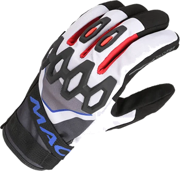 Macna Zairon 2.0 Textile Gloves - Light Grey / Black / Blue, Light Grey / Black / Blue