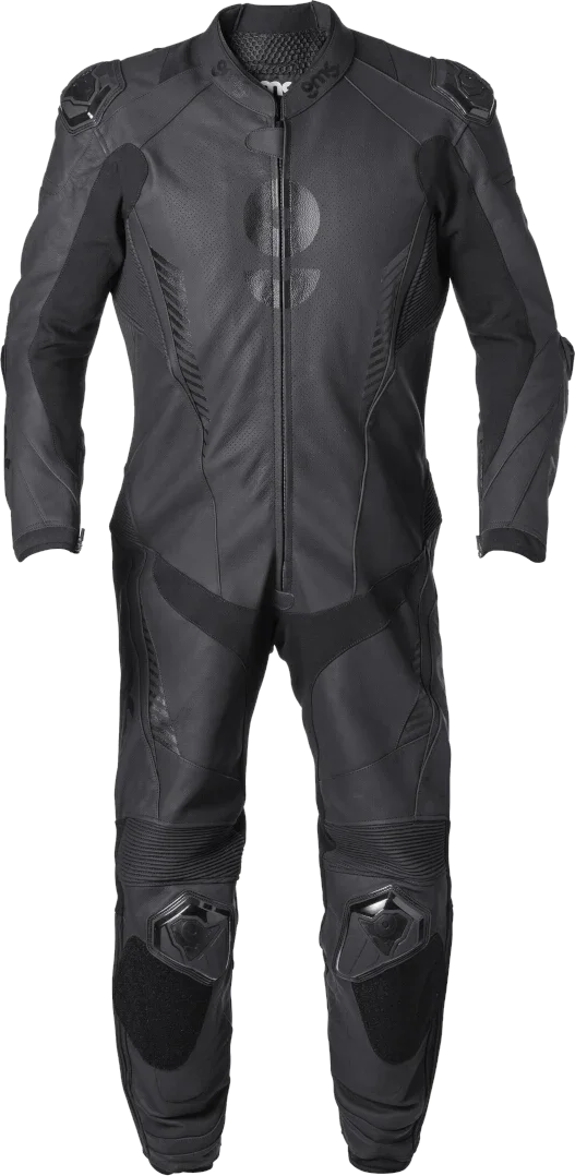 gms GRC-1 Black 1PC Leather Motorcycle Suit, black