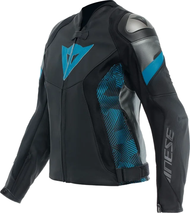 Dainese Avro 5 Leather Jacket WMN Black Teal Anthracite, Black Teal Anthracite