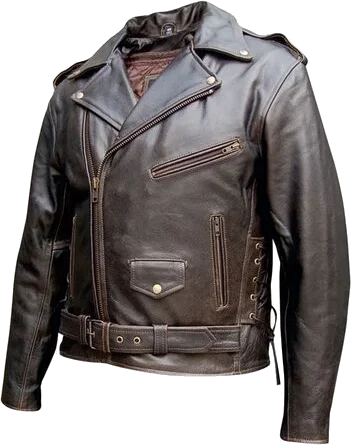 Allstate Leather Inc. Retro Motorcycle Jacket, Brown