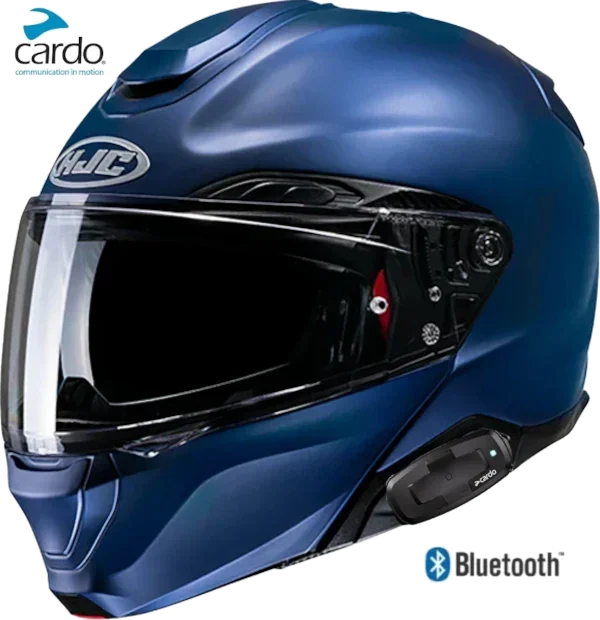 HJC RPHA 91 Bluetooth Helmet Metallic Blue Cardo Spirit Installed