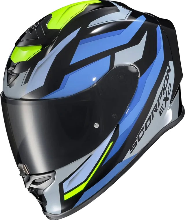 Scorpion EXO-R1 Air Raven Adult Street Helmets, Black/Blue/Hi-Viz