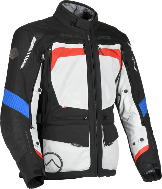 DANE Reykjavik Grey Black Blue Waterproof Textile Jacket, grey/black/blue