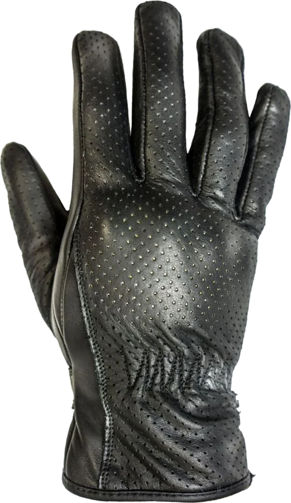 Helstons Basic Summer Perforated Leather Gloves Black