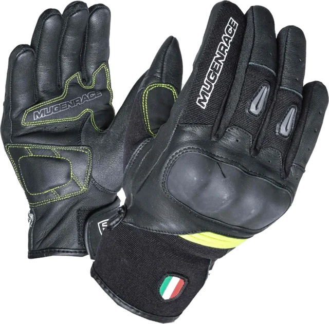 MUGENRACE Neo Short Black Red Gloves, black/neon-yellow