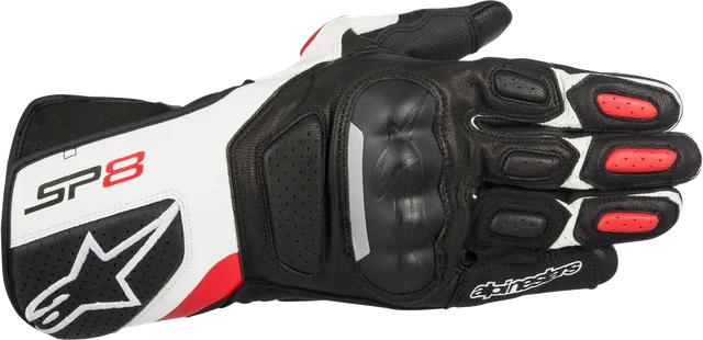 Alpinestars SP-8 V2 Gloves - Black/White/Red - (123), Black/White/Red