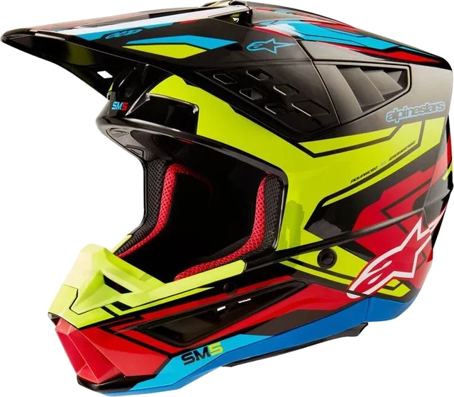 Alpinestars S-M5 Action 2 Helmet Ece 22.06 Black Yellow Fluo Bright Red G, Black Yellow Fluo Bright Red