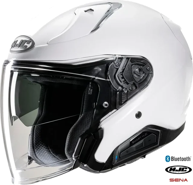 HJC RPHA 31 Open Face Bluetooth Helmet Gloss White 11b installed
