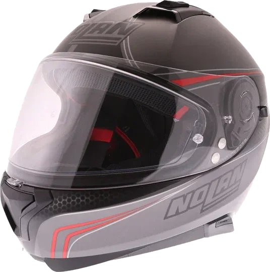 Nolan N87 Rapid N-Com Helmet 016 Flat Lava Grey Red, 016 Flat Lava Grey Red