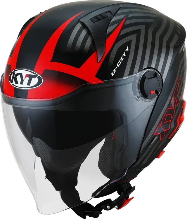 Kyt D-city Lucent Open Face Helmet, Black Red