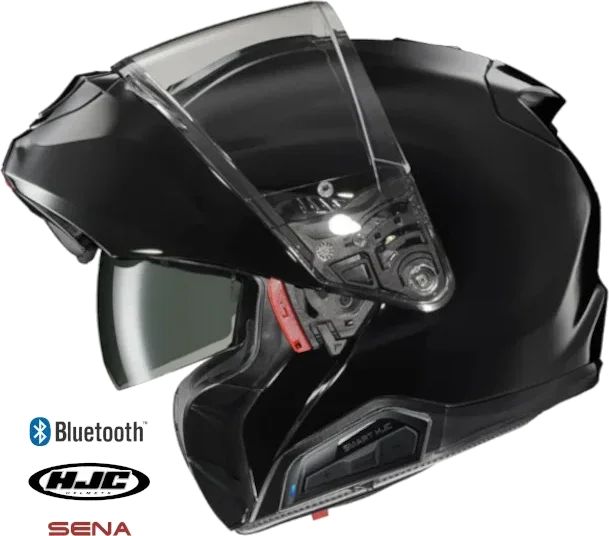 HJC RPHA 91 Bluetooth Helmet Gloss Black 11b Installed