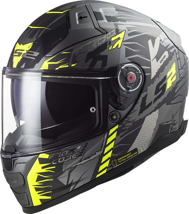 LS2 Citation II Techbot Helmet, Matte Titanium/Hi-Viz