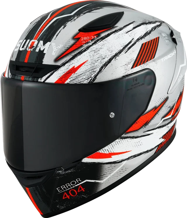 Suomy Track 1 404 Ece 22.06 Red White Full Face Helmet, Silver Red White