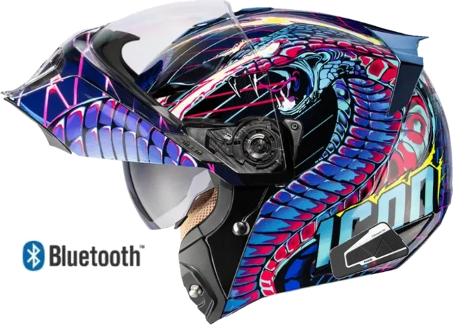 Icon Threshold Modular Bluetooth Helmet Synthwave Lazer Cobra Blue