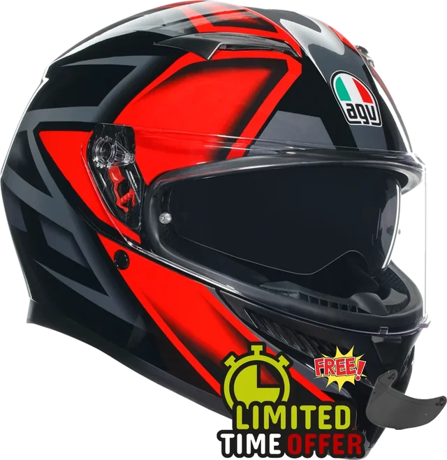 AGV K3 Compound - Black/Red - Free Dark Visor