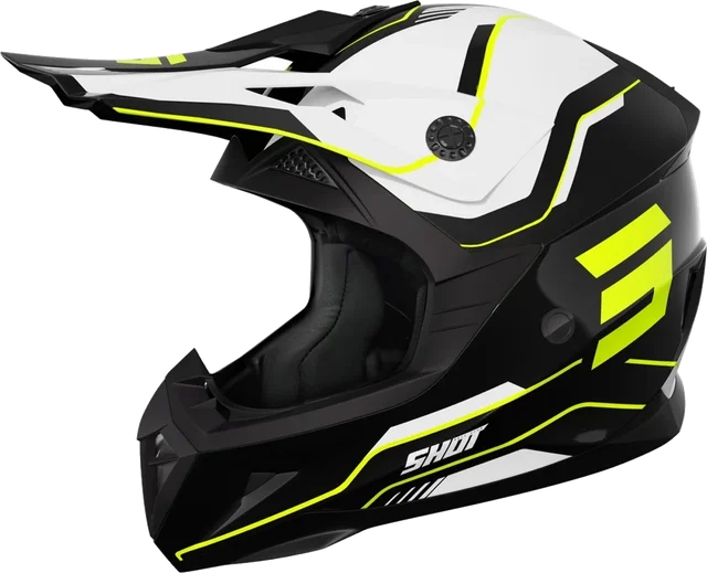 Shot Pulse Lines Off-road Helmet, black/white/yellow