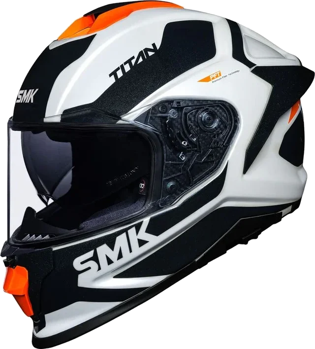 SMK Titan PFT Arok Full Face Helmet, White Grey Orange