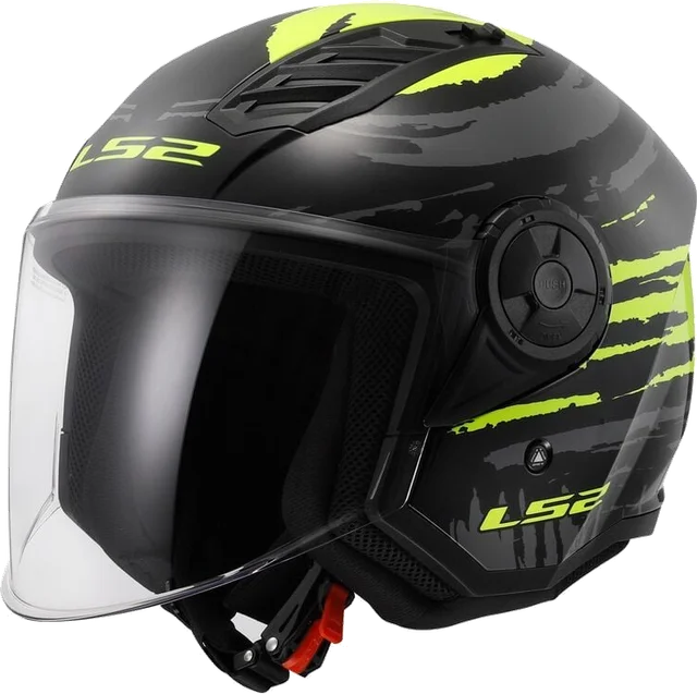 LS2 OF616 Airflow II Brush Black H-V Yellow Jet Helmet, Black Yellow