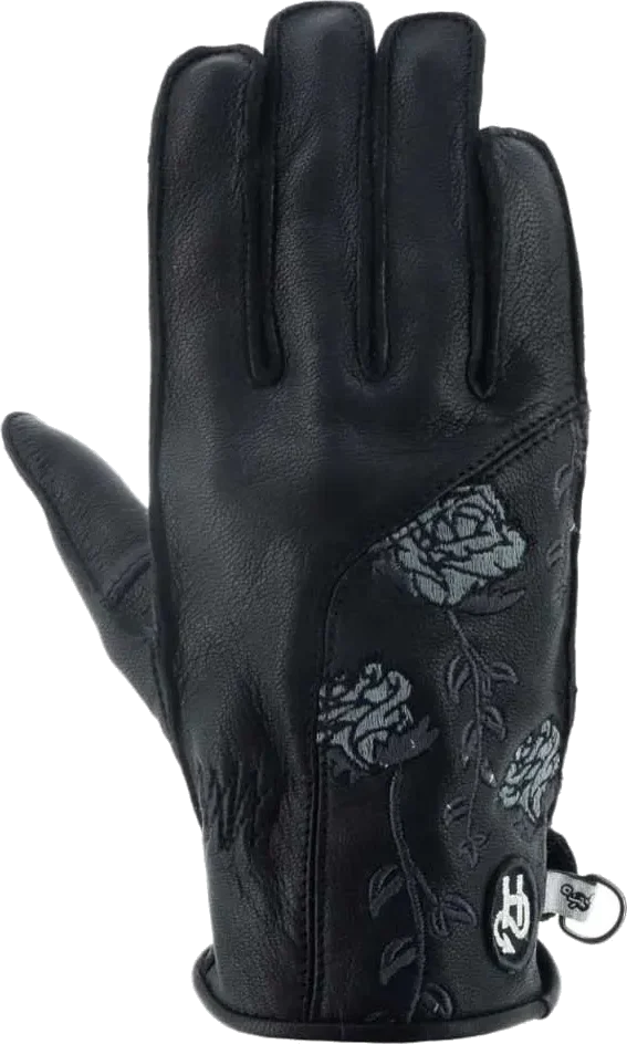 Helstons Flower Leather Gloves, Black