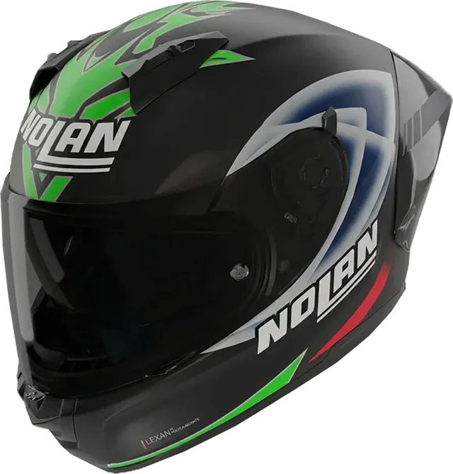 Nolan N60-6 Sport Replica Manzi Full Face Helmet, Black / Green / Pink
